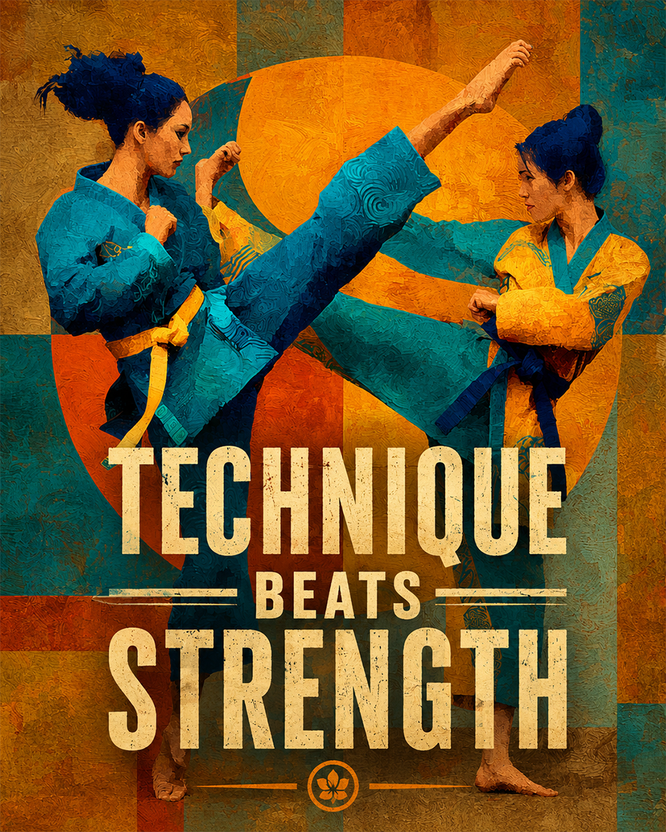 Technique Beats Strength - Spar - Martial Arts Artwork