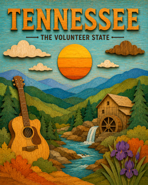Tennessee Souvenir Art Print - Name Drop Destination Travel Poster