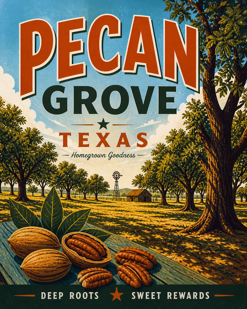 Texas Pecan Grove  - Agri-Tourism Art Print