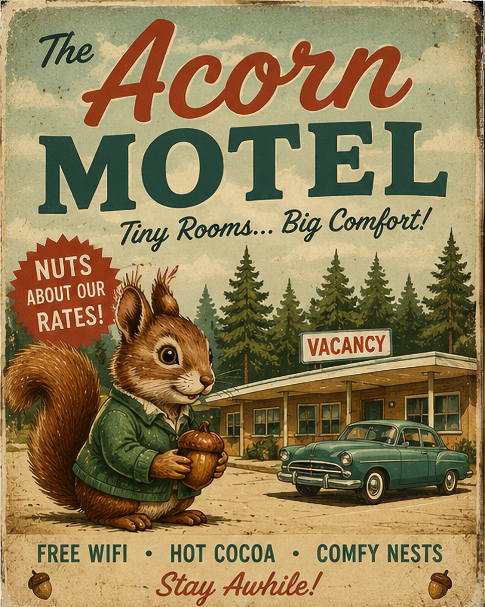 The Acorn - Vintage Advertising Parody Motel Ad