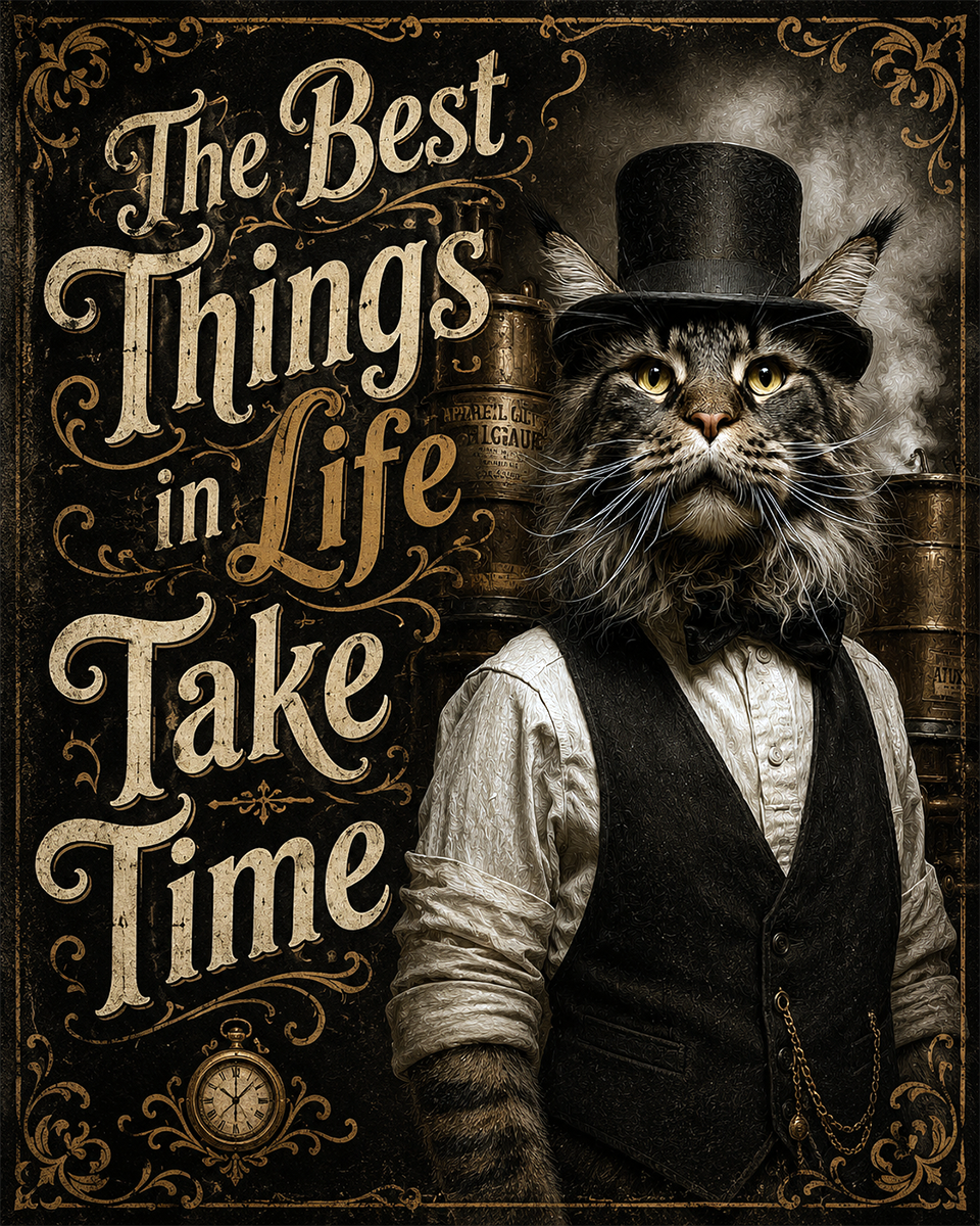 The Best Things in Life Take Time - Cat - Whimsical Kitchen Wall Decor