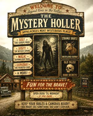 The Mystery Holler Sign - Folk Horror - Appalachian Gothic Art Print