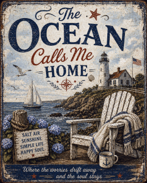 The Ocean Calls Me Home - Coastal Nautical Nostalgia