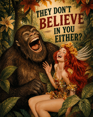 They Don't Believe - Bigfoot Wall Art