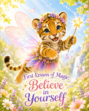 Tiger Cub Fairy - Believe in Yourself - Animal Fairies - Children's Fantasy Artwork