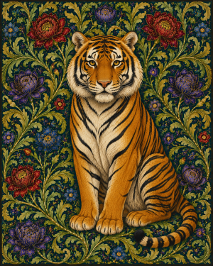 Tiger - 19th Century Arts and Crafts Style Art Print