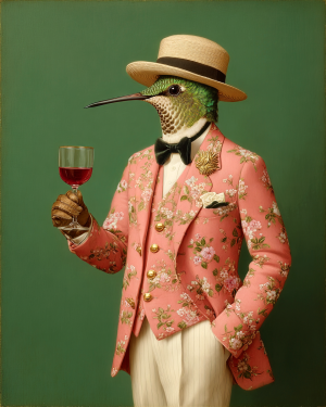 Time for a Glass of Wine - Humingbird Art Print