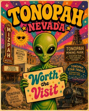 Tonopah Nevada - 60s Style Alien Worth The Trip Art Print