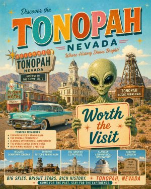 Tonopah Nevada - Mid Century Modern Style Alien Worth The Trip Art Print