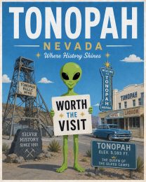Tonopah Nevada - Minimalist Style Alien Worth The Trip Art Print