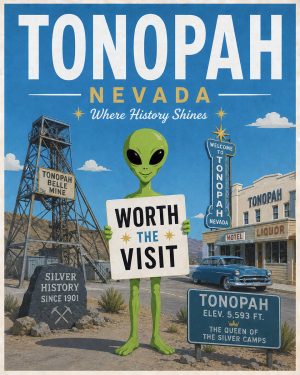 Tonopah Nevada - Minimalist Style Alien Worth The Trip Art Print
