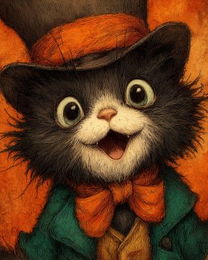Tophat Teddy - Cats in Hats Art Print