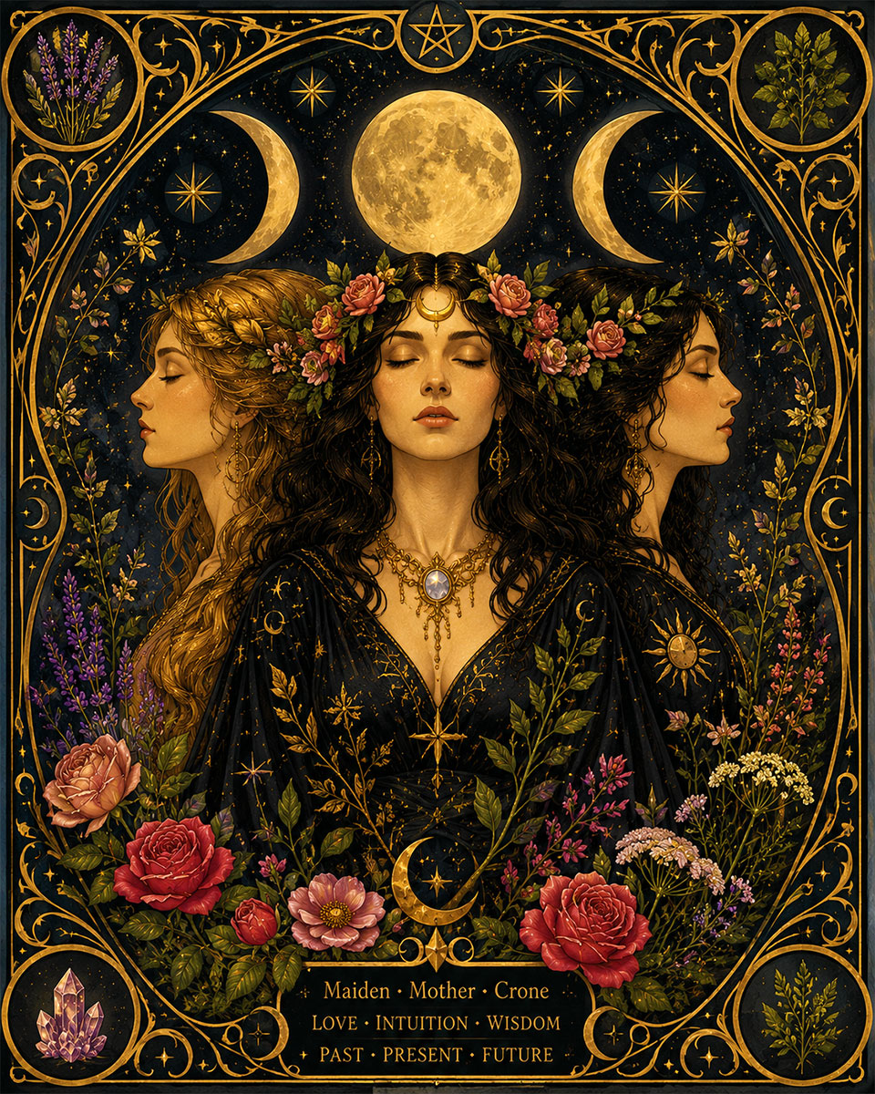 Triple Moon Goddess - Wiccan and Pagan Artwork
