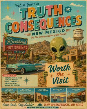 Truth or Consequences New Mexico - Minimalist Style Alien Worth The Trip Art Print