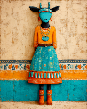 Turquoise Tammy from Tesuque - Cow Art Print