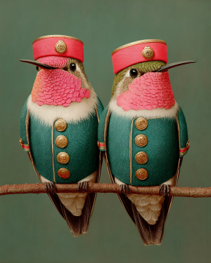 Two Bellbirds - Humingbird Art Print