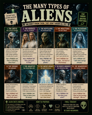 Types of Aliens Chart Art Print