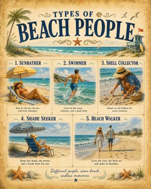 Types of Beach People Chart Art Print
