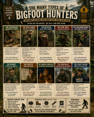 Types of Bigfoot Hunters Chart Art Print
