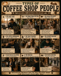 Types of Coffee Shop People Chart Art Print