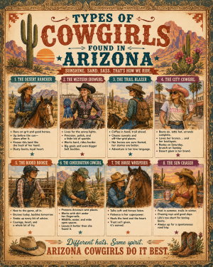 Types of Cowgirls in Arizona Chart - Souvenir Art Print
