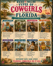 Types of Cowgirls in Florida Chart - Souvenir Art Print