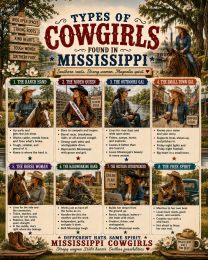 Types of Cowgirls in Mississippi Chart - Souvenir Art Print