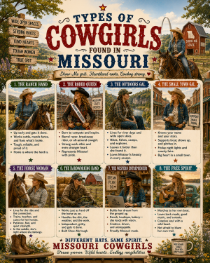 Types of Cowgirls in Missouri Chart - Souvenir Art Print