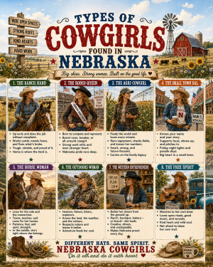 Types of Cowgirls in Nebraska Chart - Souvenir Art Print