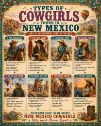 Types of Cowgirls in New Mexico Chart - Souvenir Art Print