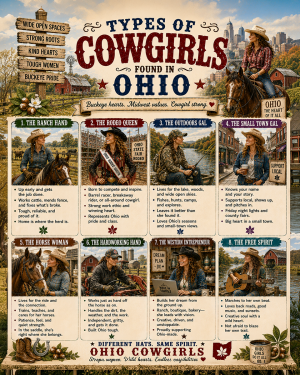 Types of Cowgirls in Ohio Chart - Souvenir Art Print