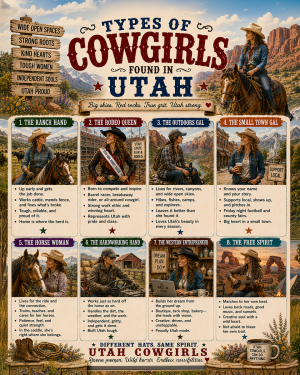 Types of Cowgirls in Utah Chart - Souvenir Art Print