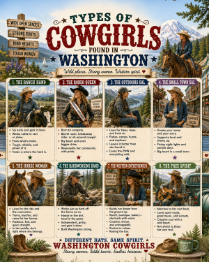 Types of Cowgirls in Washington Chart - Souvenir Art Print