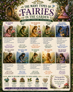 Types of Fairies in the Garden Chart Art Print