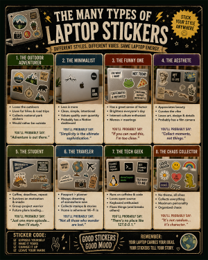 Types of Laptop Stickers Chart Art Print