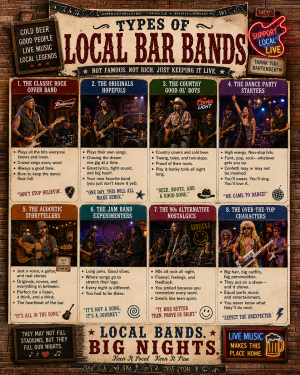 Types of Local Bar Bands Chart Art Print