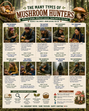 Types of Mushroom Hunters Chart Art Print