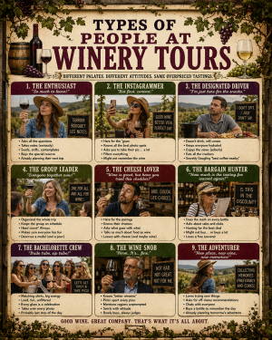 Types of People on Winery Tours Chart Art Print