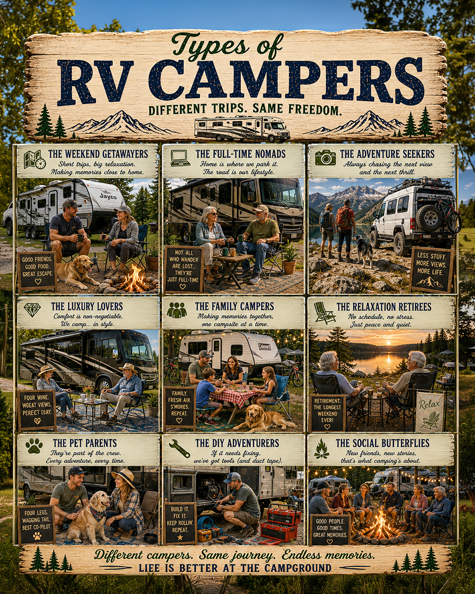 Types of RV Campers Chart Art Print