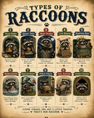 Types of Raccoons Chart Art Print