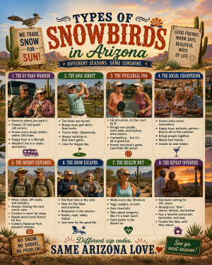 Types of Snowbirds in Arizona Chart Art Print