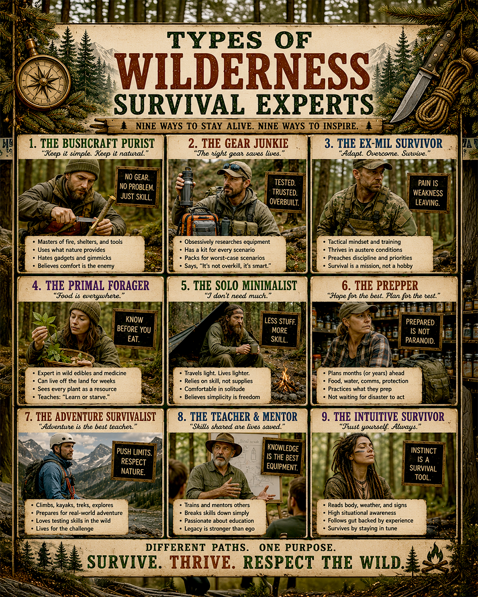 Types of Wilderness Survivor Experts Chart Art Print
