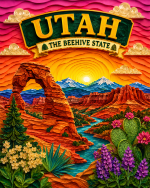 Utah Souvenir Art Print - Name Drop Destination Travel Poster