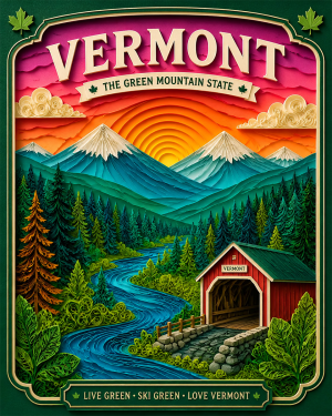 Vermont Souvenir Art Print - Name Drop Destination Travel Poster