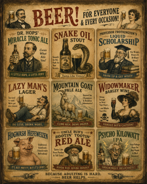 Vintage Advertising Parody Beer Ad