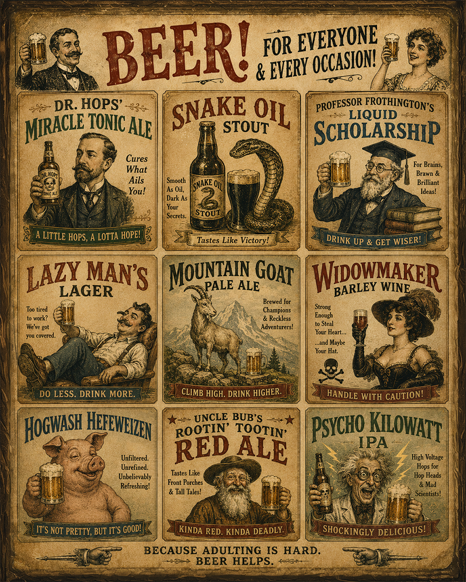 Vintage Advertising Parody Beer Ad