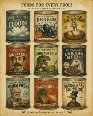 Vintage Advertising Parody Canned Food Ad