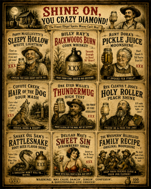 Vintage Advertising Parody Moonshine Ad