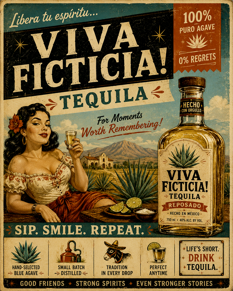 Vintage Advertising Parody Tequila Ad