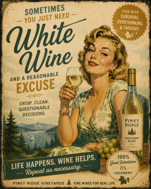 Vintage Advertising Parody White Wine Ad
